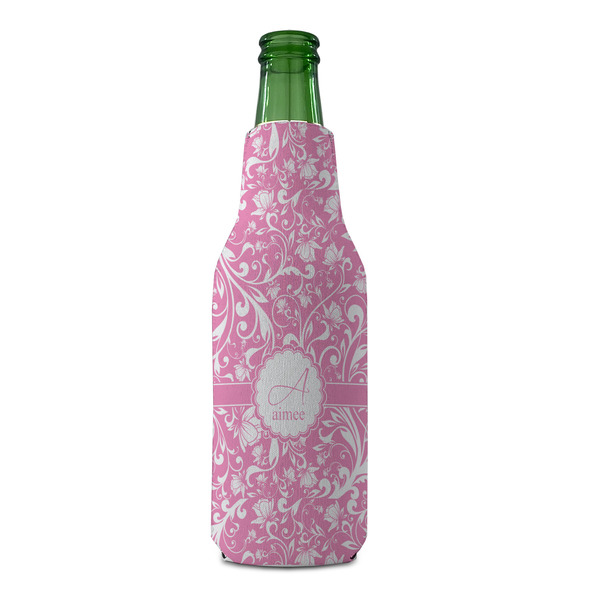 Floral Vine Zipper Bottle Cooler - FRONT (bottle)