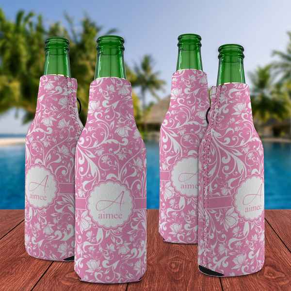 Floral Vine Zipper Bottle Cooler - Set of 4 - LIFESTYLE