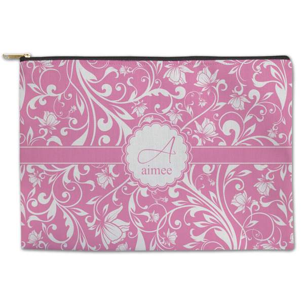 Custom Floral Vine Zipper Pouch - Large - 12.5"x8.5" (Personalized)