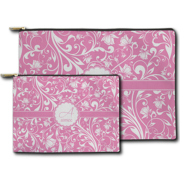 Floral Vine Zippered Pouches - Size Comparison