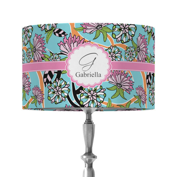 Summer Flowers 12" Drum Lampshade - ON STAND (Fabric)
