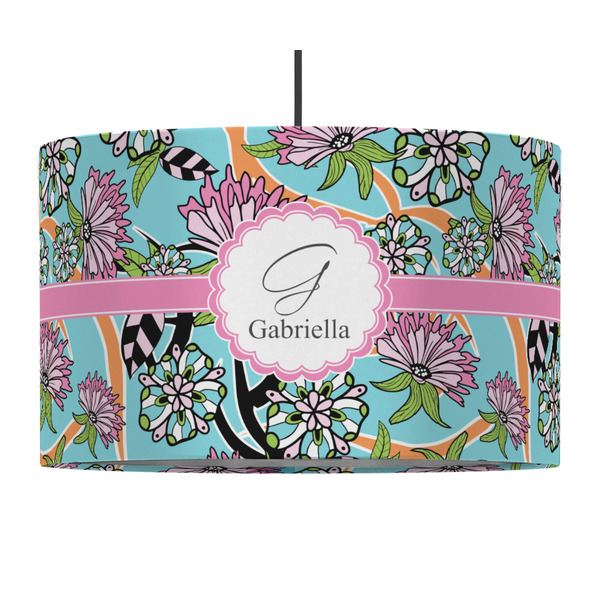 Summer Flowers 12" Drum Lampshade - PENDANT (Fabric)