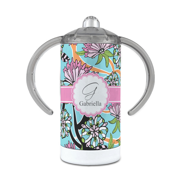 Custom Summer Flowers 12 oz Stainless Steel Sippy Cup (Personalized)