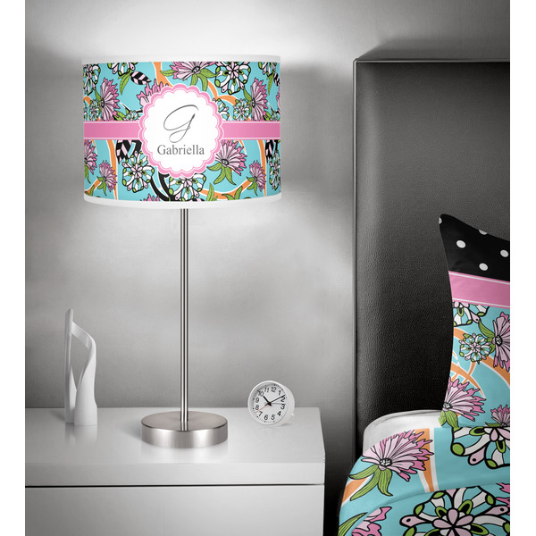 Summer Flowers 13 inch drum lamp shade - in room