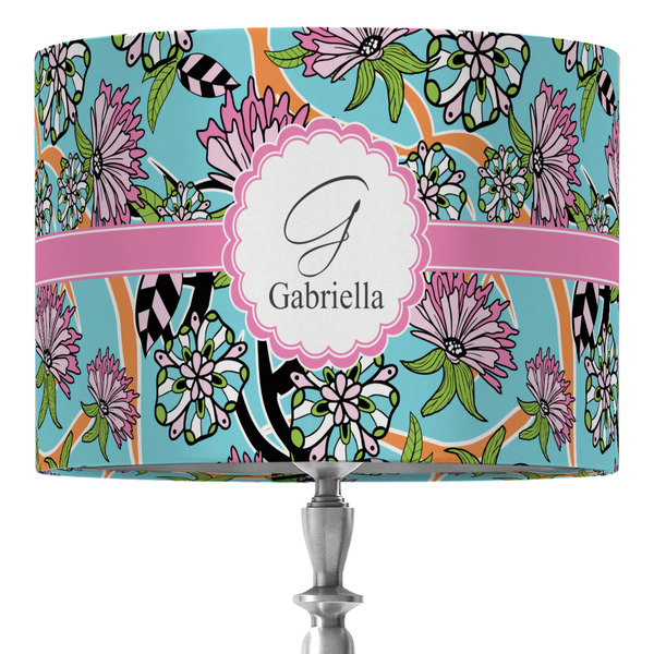 Custom Summer Flowers 16" Drum Lamp Shade - Fabric (Personalized)