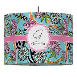 Summer Flowers 16" Drum Pendant Lamp - Fabric (Personalized)
