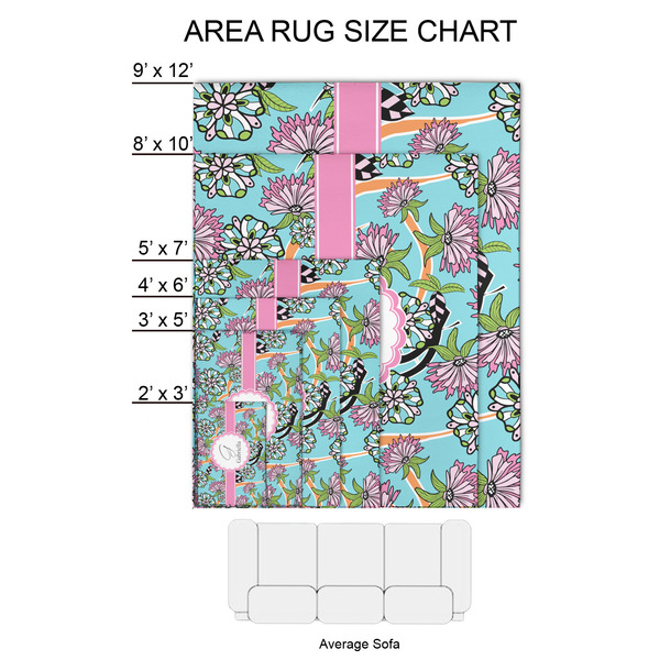 Summer Flowers 2'x3' Indoor Area Rugs - Size Chart