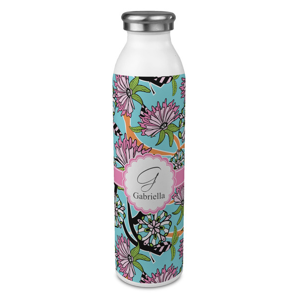 Custom Summer Flowers 20oz Stainless Steel Water Bottle - Full Print (Personalized)