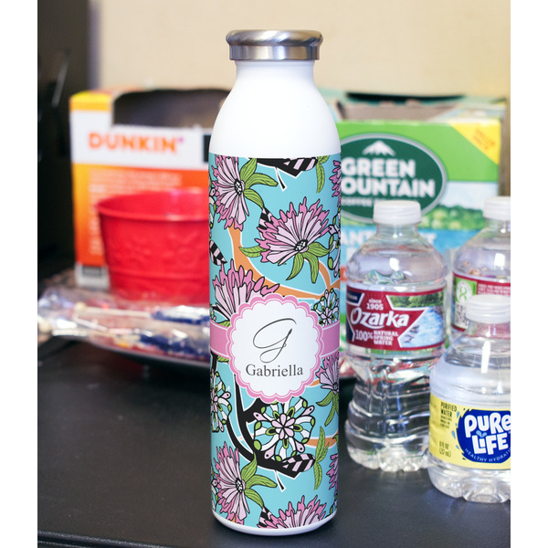 Summer Flowers 20oz Water Bottles - Full Print - In Context