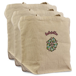 Summer Flowers Reusable Cotton Grocery Bags - Set of 3 (Personalized)