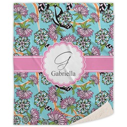 Summer Flowers Sherpa Throw Blanket (Personalized)