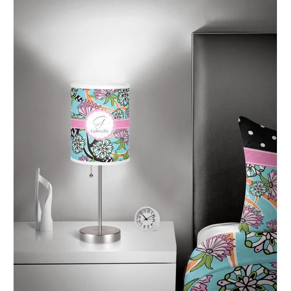 Summer Flowers 7 inch drum lamp shade - in room