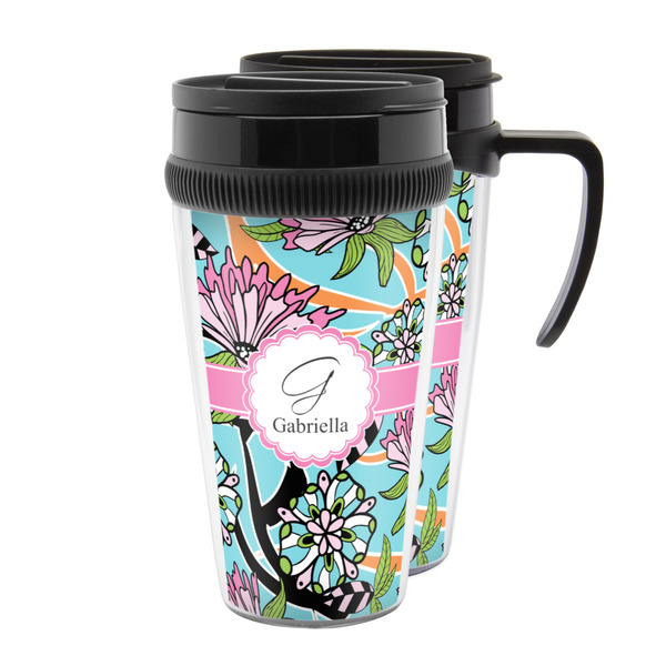 Custom Summer Flowers Acrylic Travel Mug (Personalized)