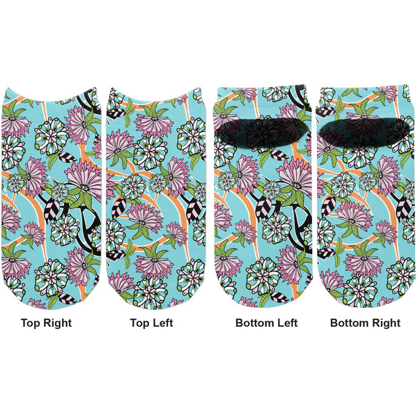 Summer Flowers Adult Ankle Socks - Double Pair - Front and Back - Apvl