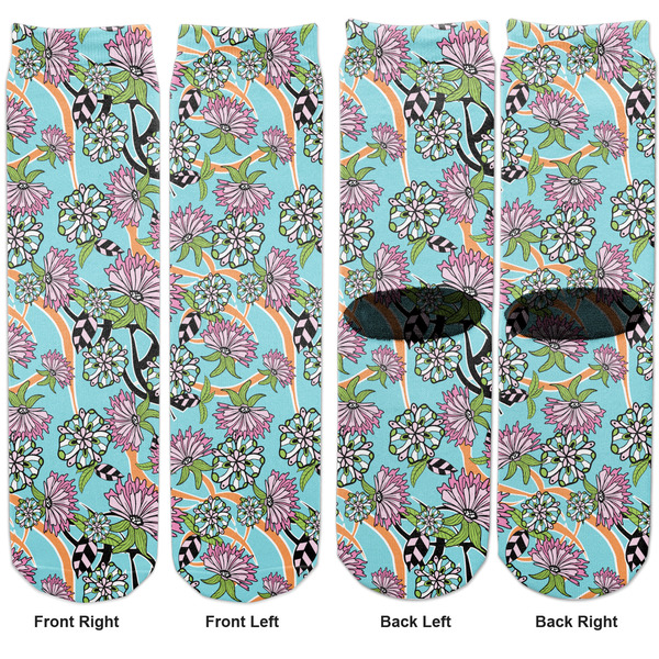 Summer Flowers Adult Crew Socks - Double Pair - Front and Back - Apvl