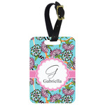 Summer Flowers Metal Luggage Tag w/ Name and Initial