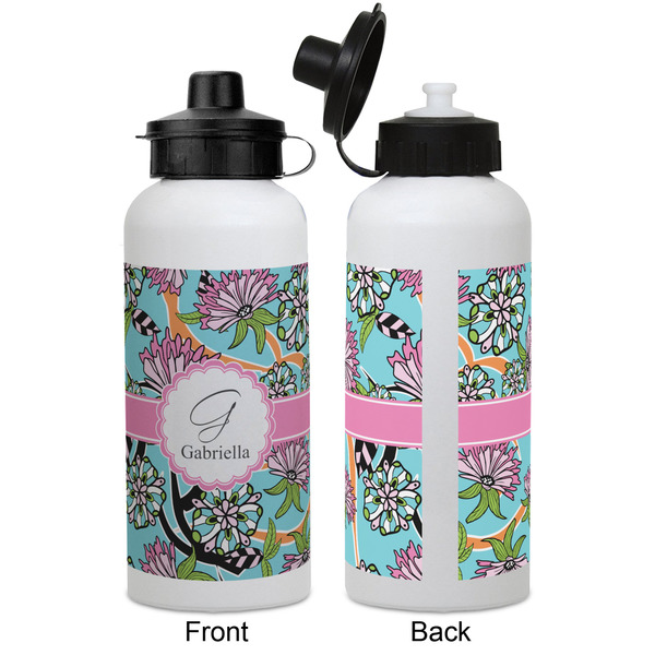 Summer Flowers Aluminum Water Bottle - White APPROVAL