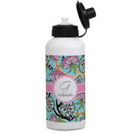 Summer Flowers Water Bottles - Aluminum - 20 oz - White (Personalized)