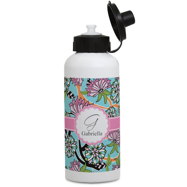 Custom Summer Flowers Water Bottles - Aluminum - 20 oz - White (Personalized)