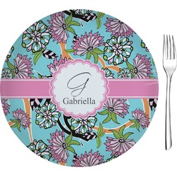 Summer Flowers 8" Glass Appetizer / Dessert Plates - Single or Set (Personalized)