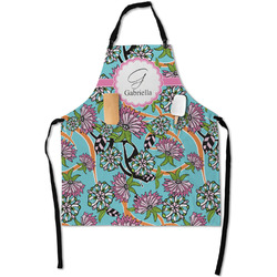 Summer Flowers Apron With Pockets w/ Name and Initial