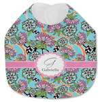 Summer Flowers Jersey Knit Baby Bib w/ Name and Initial