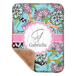 Summer Flowers Sherpa Baby Blanket - 30" x 40" w/ Name and Initial