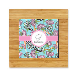 Summer Flowers Bamboo Trivet with Ceramic Tile Insert (Personalized)