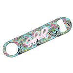 Summer Flowers Bar Bottle Opener - White w/ Name and Initial