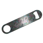 Summer Flowers Bar Bottle Opener - Silver w/ Name and Initial