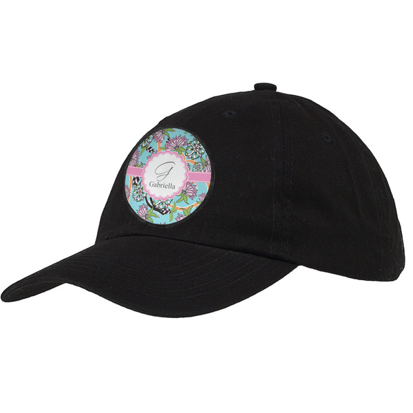 Custom Summer Flowers Baseball Cap - Black (Personalized)