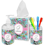 Summer Flowers Acrylic Bathroom Accessories Set w/ Name and Initial