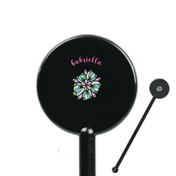 Summer Flowers 5.5" Round Plastic Stir Sticks - Black - Double Sided (Personalized)