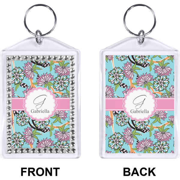 Summer Flowers Bling Keychain (Front + Back)