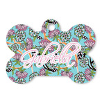 Summer Flowers Bone Shaped Dog ID Tag (Personalized)