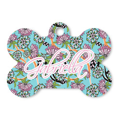 Summer Flowers Bone Shaped Dog ID Tag (Personalized)