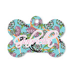 Summer Flowers Bone Shaped Dog ID Tag - Small (Personalized)