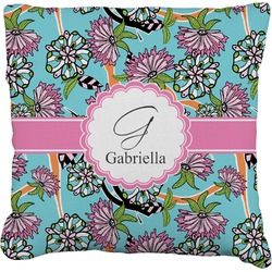 Summer Flowers Faux-Linen Throw Pillow 16" (Personalized)