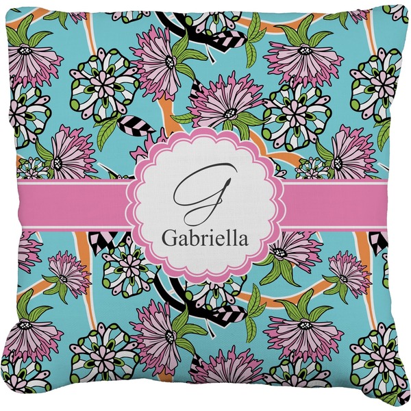 Custom Summer Flowers Faux-Linen Throw Pillow 26" (Personalized)