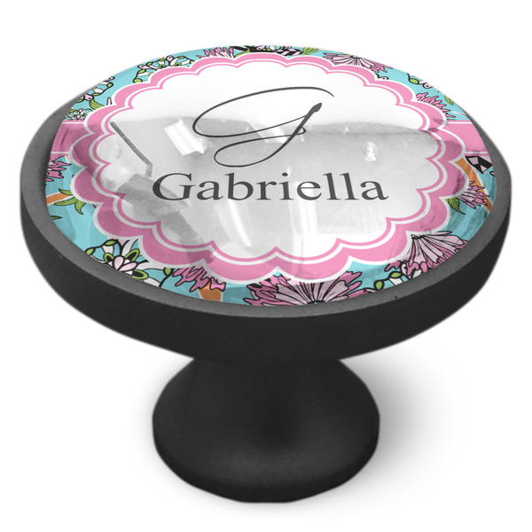 Summer Flowers Cabinet Knob - Black - Side