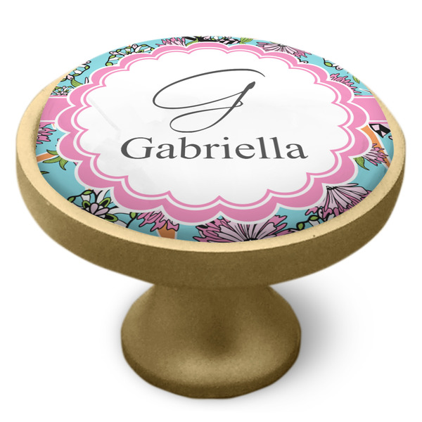Summer Flowers Cabinet Knob - Gold - Side