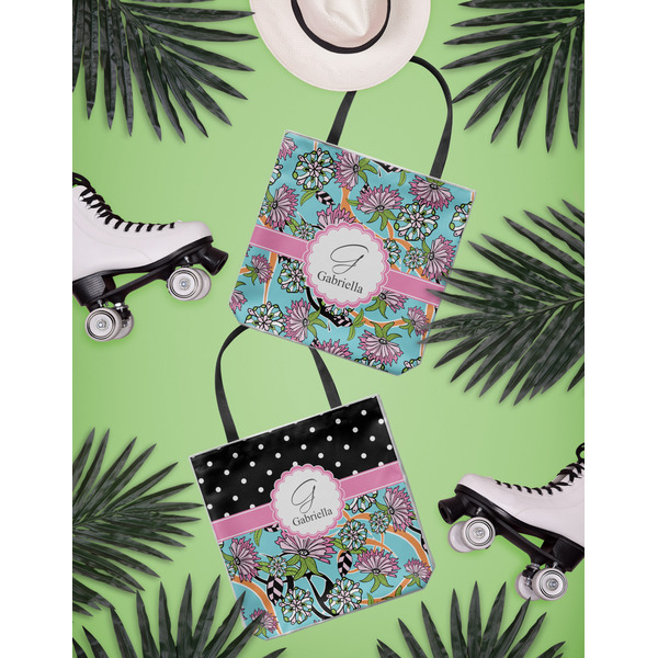 Summer Flowers Canvas Tote Lifestyle Front and Back- 13x13