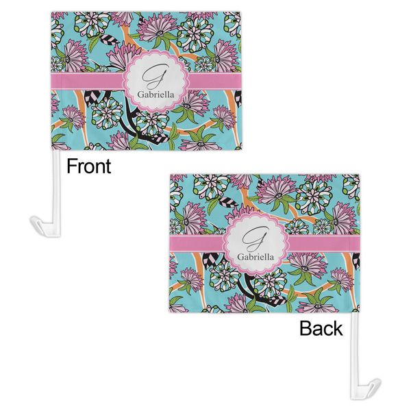 Summer Flowers Car Flag - 11" x 8" - Front & Back View