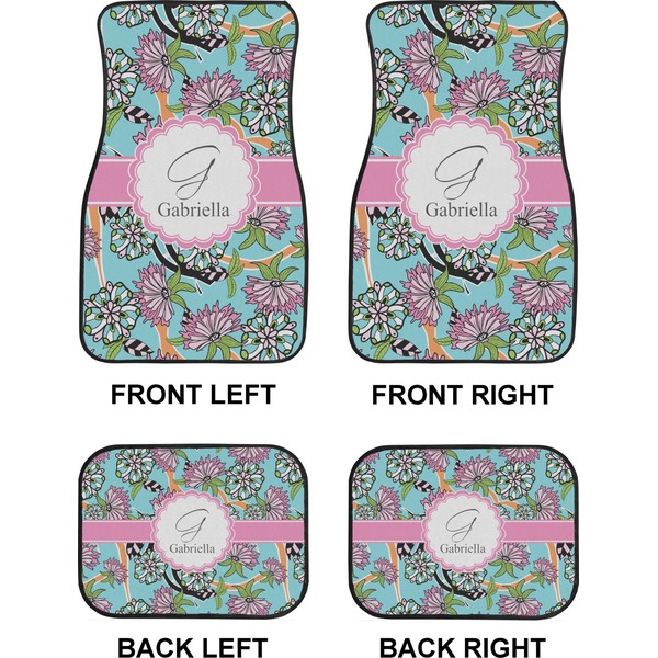 Summer Flowers Car Floor Mats Set (2F + 2B)