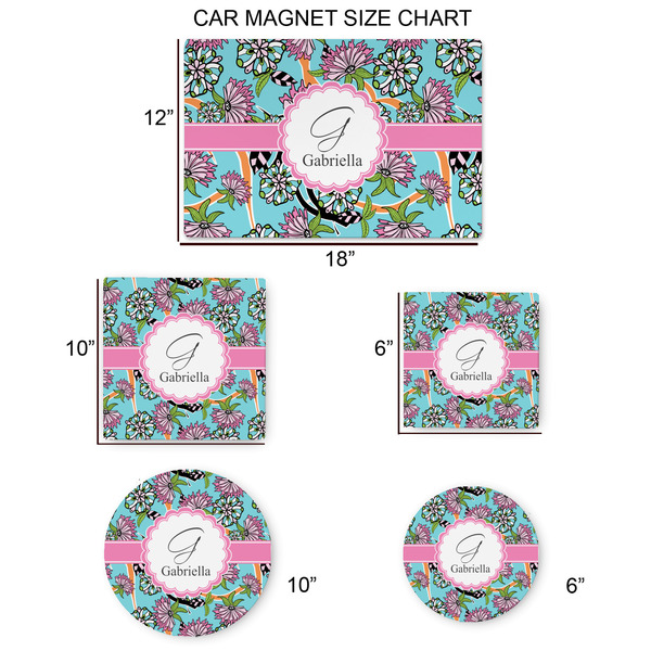 Summer Flowers Car Magnets - SIZE CHART