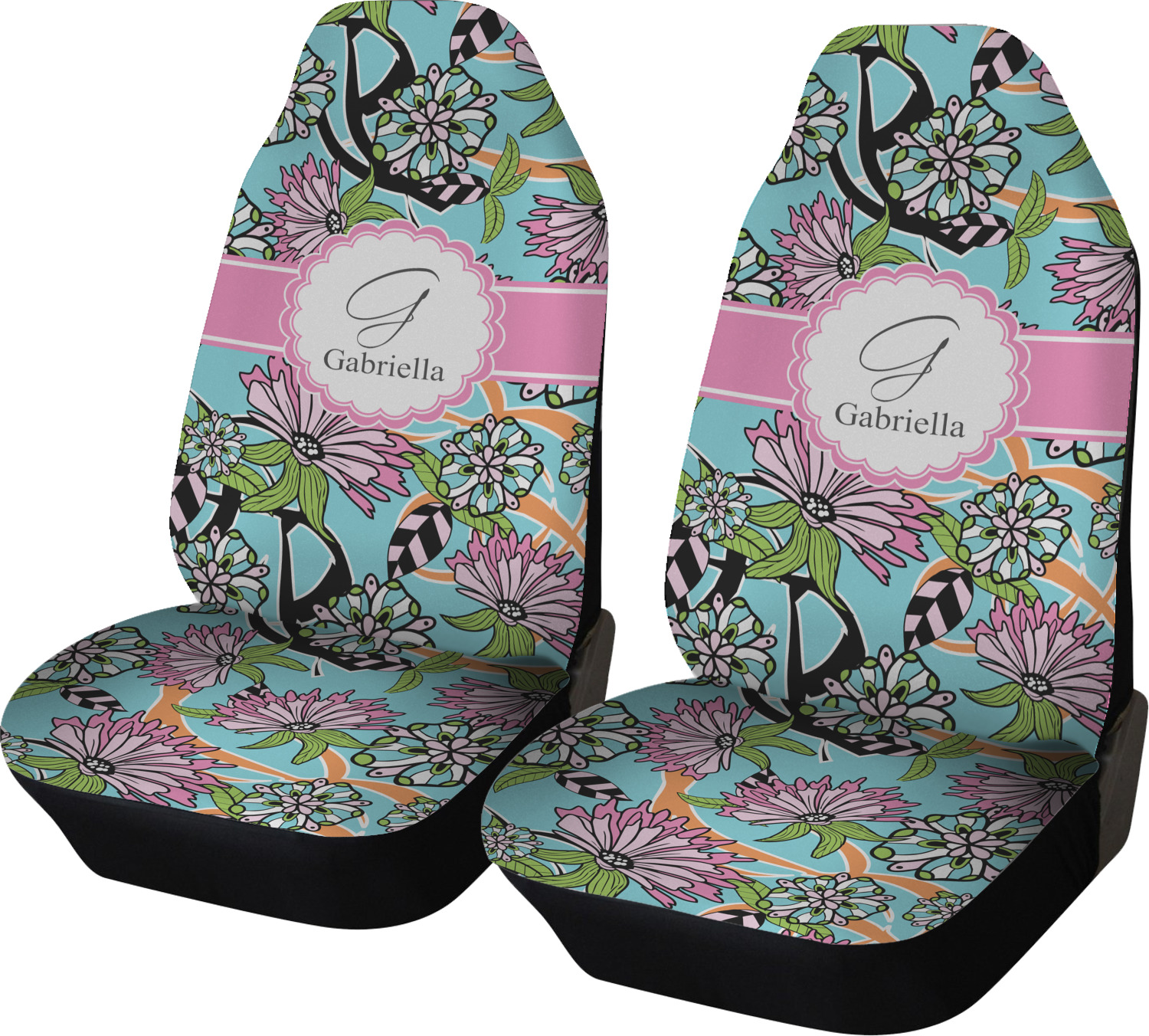 Summer Flowers Car Seat Covers (Set of Two) (Personalized) YouCustomizeIt
