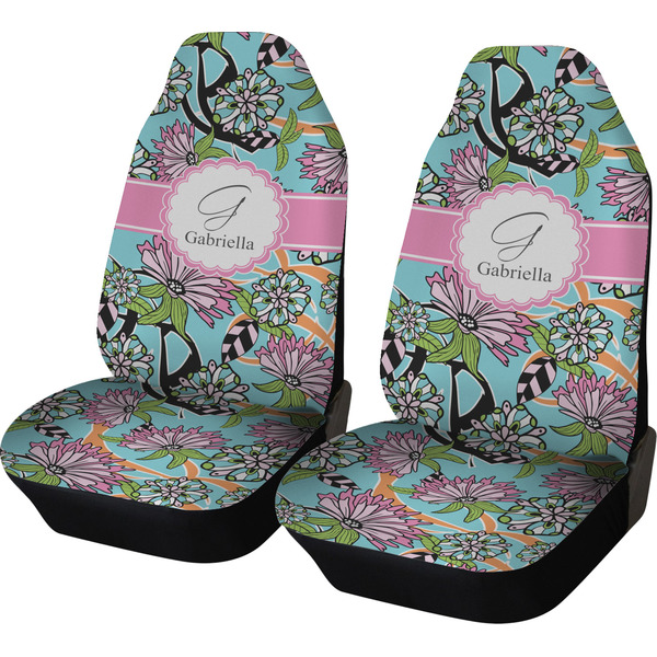 Custom Summer Flowers Car Seat Covers (Set of Two) (Personalized)