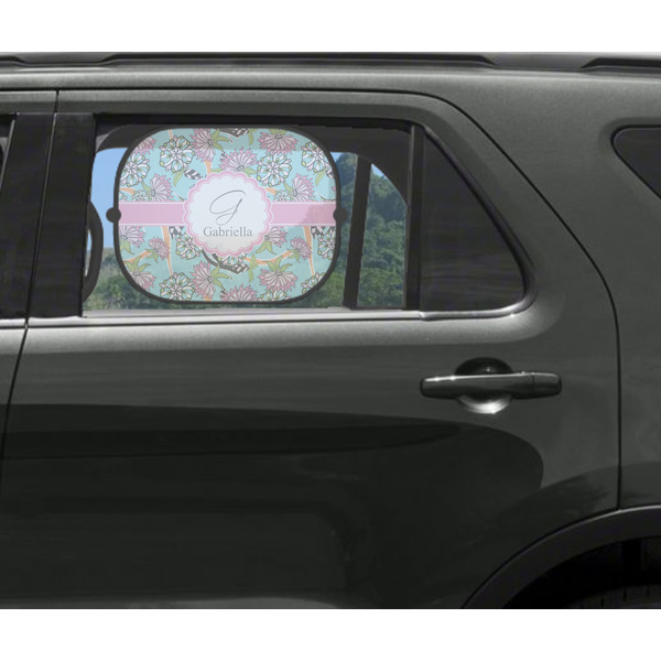Summer Flowers Car Sun Shade Black - In Car Window
