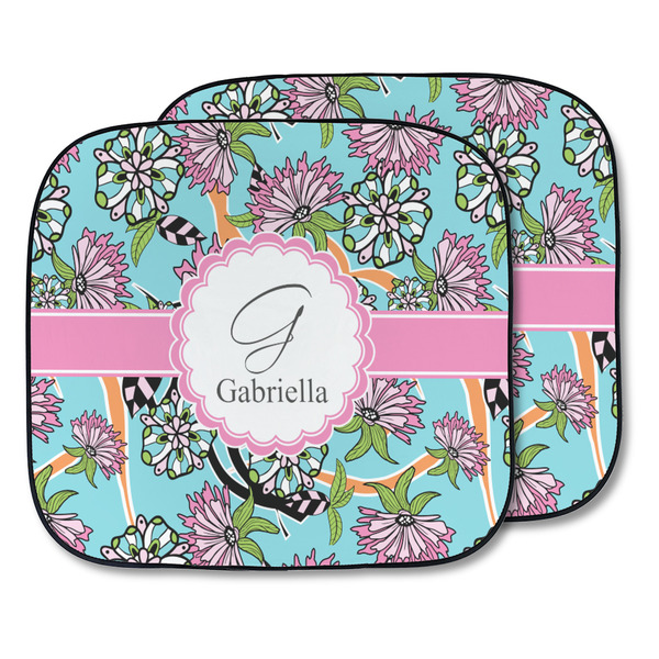 Custom Summer Flowers Car Sun Shade - Two Piece (Personalized)