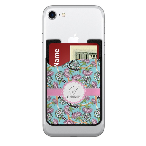 Custom Summer Flowers 2-in-1 Cell Phone Credit Card Holder & Screen Cleaner (Personalized)